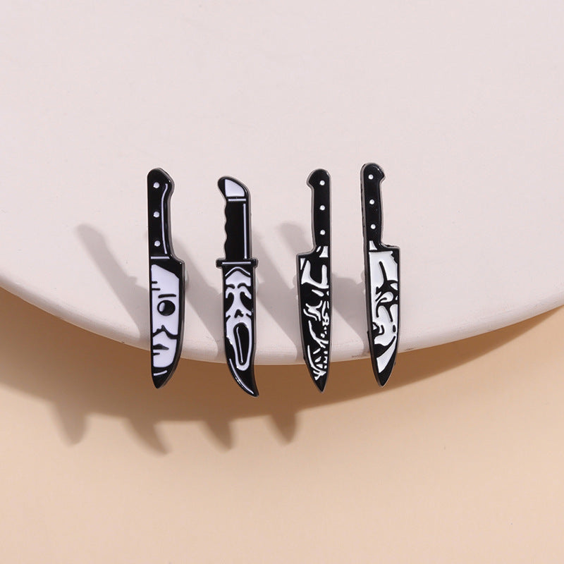 Wholesale Creative Dagger Ghost Face Shape Halloween Skull Metal Brooch